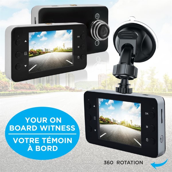 eLink - Caméra de tableau de bord avec écran rabattable et