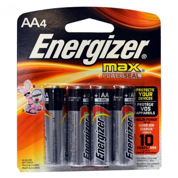 Piles AA Alcaline Energizer Max Power Seal (paquet de 4)